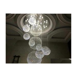 Kroonluchters Modern K9 Crystal Kroonluchter voor trap 11pcs grote bal LED LAMP Spiral Design woonkamer verlichting armaturen Drop de Dhhnt