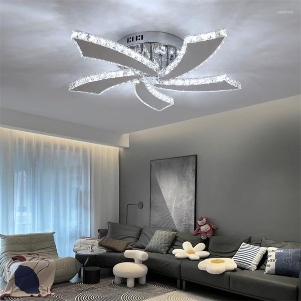 Lustres Moderne K9 Cristal Led Lustre Encastré Plafonnier Luminaire Pour Salle À Manger Salon Chrome Chambre Lustres