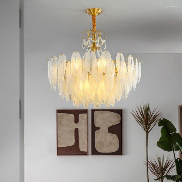 Lustres Moderne K9 Cristal LED Lustre Plafond Nordique Pour Salon Chambre Lampe Suspendue En Verre Ombre Décoration Lustres