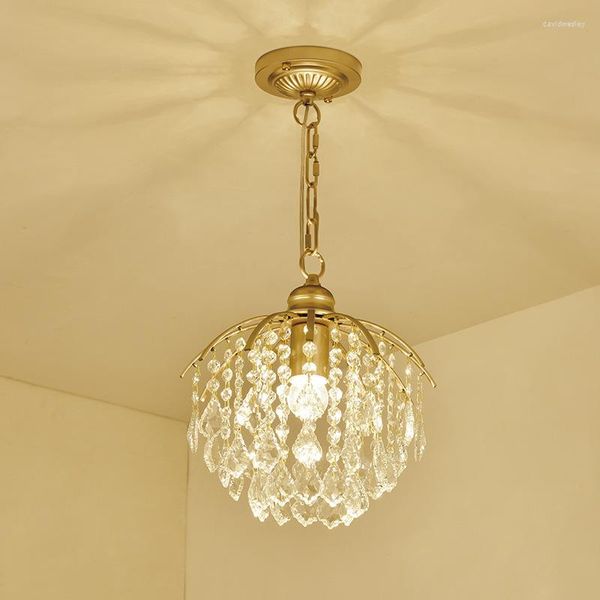 Lustres Moderne K9 Cristal Lustre Rond Élégant Suspension Suspension Petit Américain Créatif Luminaire Salon Cuisine Île