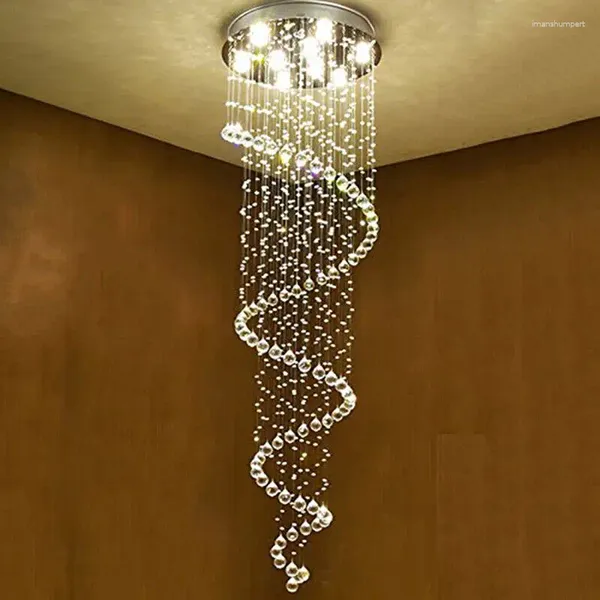 Lustres modernes K9 grand LED spirale salon luminaire en cristal pour escalier lampe d'escalier vitrine chambre El Hall