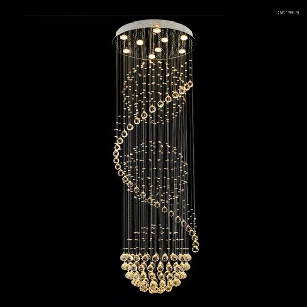 Lustres Moderne Grande LED Spirale Intérieure El K9 Cristal Luminaires Pour Escalier Escalier Lampes Éclairage