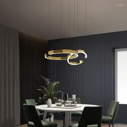 Candelabros Led moderno en forma de C, anillo de techo, lámpara colgante de estilo Industrial, decoración para sala de estar y comedor, accesorio de brillo de luz colgante