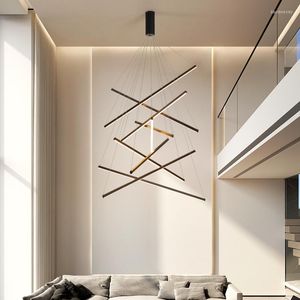 Chandeliers Modern LED Ceiling Chandelier For Stair Living Hall Dining Room Duplex Building Creative Lustre Indoor Lighting