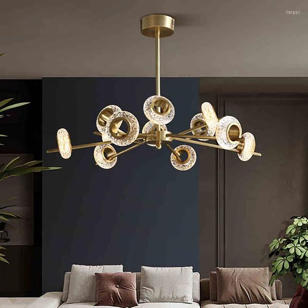 Lustres Moderne LED Plafond Lustre Dimmable Lumière Cristal Pendentif Lampe Doré Salon Salle À Manger Chambre Décor À La Maison Éclairage Suspendu