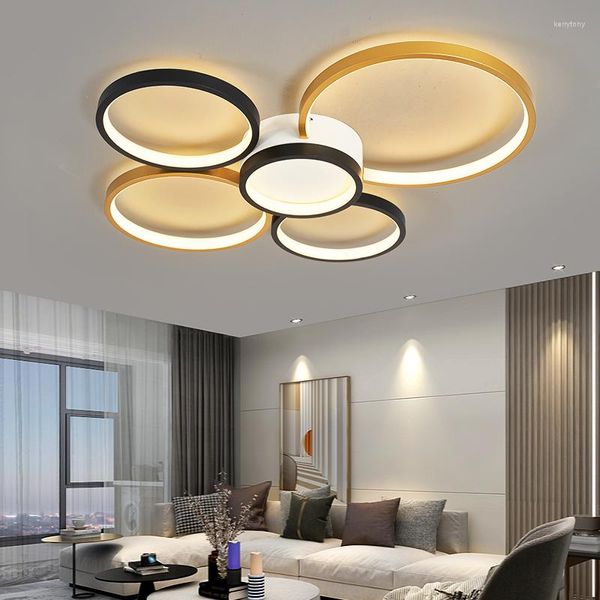 Lámparas de techo LED moderno para sala de estar Dormitorio Estudio Accesorios interiores 90-260V Color oro negro