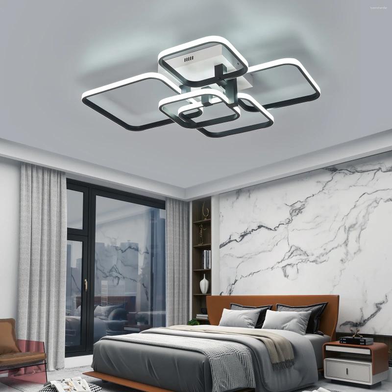 Lustres plafond moderne à LEDs pour salon chambre étude AC90-260V lampe de lustre d'intérieur noir et blanc