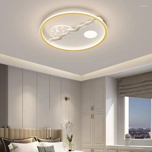 Lustres modernes Led plafond lampes suspendues pour chambre chambre d'enfants noir/or nuances appareil ménager lumière intérieure D