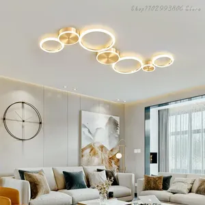 Kroonluchters Moderne Led-plafondverlichting voor woonkamer Slaapkamer Home Decor Cirkelringen Gouden minimalistische binnenlamp