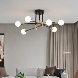 Lustres plafond moderne à LEDs lumières fer industriel noir doré nordique minimaliste décoration de la maison salon lampes à manger