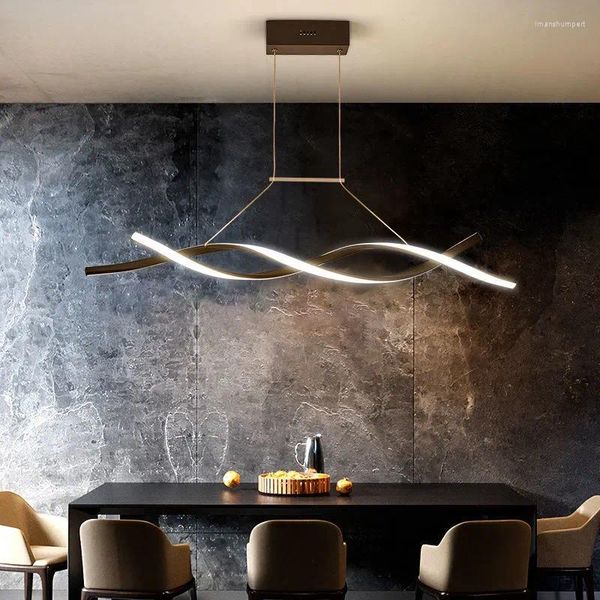 Lustres de plafond LED moderne Pendant la lampe de cuisine Bureau de bureau Éclairage Amélioration de la salle à manger Suspension du lustre concepteur horizontal