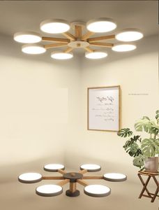 Lustres plafonniers LED modernes pour salon chambre éclairage Simple Surface monté plafond Lustre en bois