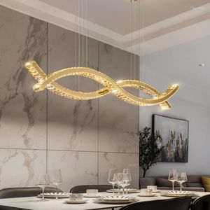 Lustres Moderne Led Lustre Pour Salle À Manger Creative Design Lampe Suspendue De Luxe Décor À La Maison Cristal Cuisine Île Luminaires