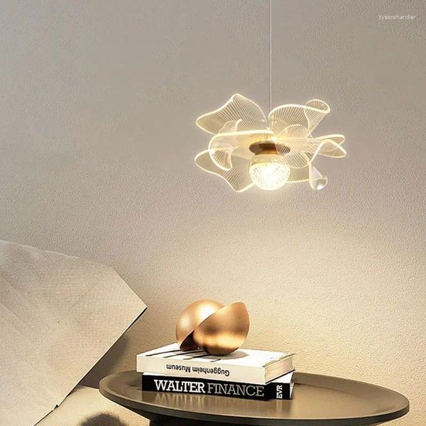 Lustres Lustre LED moderne pour salle à manger cuisine chambre décoration plafond suspension lampe petite fleur d'or conception suspension lumière