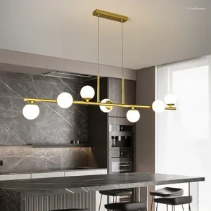 Lustres Lustre LED moderne pour salon salle à manger cuisine chambre nordique or suspension lampe boule de verre suspendu plafonnier