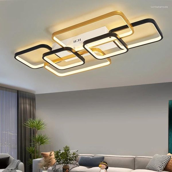 Candelabros Candelabro LED moderno para sala de estar Dormitorio Comedor Cocina Diseño minimalista Luces de techo con control remoto Lámpara de decoración