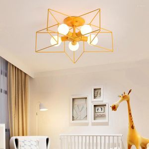 Lustres Moderne LED Lustre Pour La Chambre Des Enfants Maison Enfants Fille Chambre Rose Étoile Plafonnier Intérieur Nordique Décor Lumière