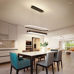 Lustres LED moderne lampe de lustre à LED Black Golden Circle Plafond pour cuisine salon bureau de salle à manger Lustres