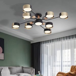 Lustres LED moderne lustre Lighting Wood Art Art Home Decor Lighttures Creative Living Room Pendant lampe Loft