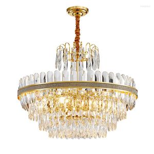 Lustres Moderne LED Lustre éclairage de luxe fer cristal rond Rectangle lumières luminaire chambre salon salle à manger lampes Lustre