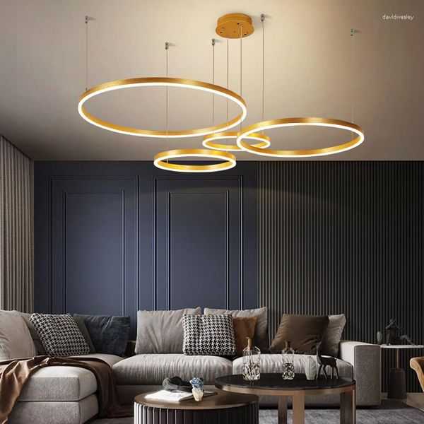 Lustres Moderne LED Lustre Éclairage Pour Salon Chambre Lampe Or Noir Cadre Maison Intérieur Luminaire Lumière Lustre Pendentif Lumières