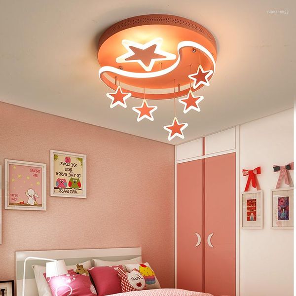 Lustres Moderne Led Lustre Pentagramme Lune Télécommande Plafonnier Pour Chambre D'enfants Chambre Salon Maison Nordic Luminaires