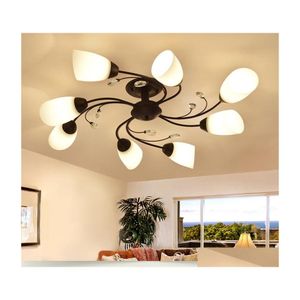 Kroonluchters Modern Led kroonluchter roteren bloemverlichtingsbeveiliging koffiecaf￩ lamp roestvrij staal calla lily lilium witte glans dhpyi dhpyi