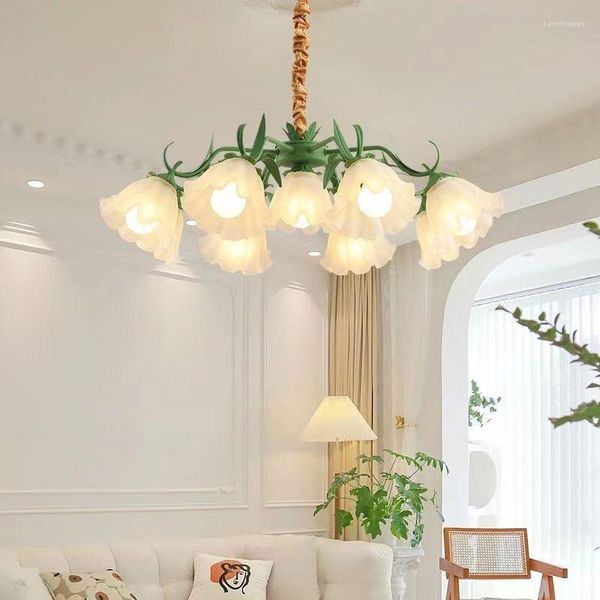 Candelabros moderno LED creativo orquídea techo estilo francés salón comedor lámpara colgante decoración del hogar accesorios de iluminación colgantes