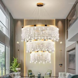 Kroonluchters Moderne Led Crystal Ceafond Luxe hanglamp voor levende eetkamer Cirkel Hanging Licht Home Decor Luster Fixture