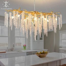 Lustres Moderne LED Lustre En Cristal Branches Pour Salle À Manger Art Pendentif Lampe Villa Hall Suspendu Décor À La Maison Luminaire