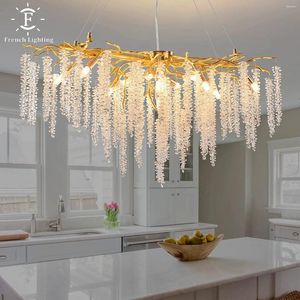 Lustres Moderne LED Lustre En Cristal Branches Pour Salle À Manger Art Pendentif Lampe Villa Hall Suspendu Décor À La Maison Luminaire