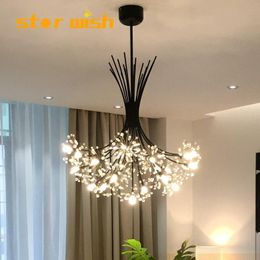 Lustres Moderne LED Cristal Pissenlit Lustre Or Lampes Suspendues Décoration Pour La Maison Boutique Salon Chambre Luminaire