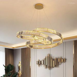 Kroonluchters Moderne LED Kristalglas Luxe Hanglamp Goud Staal Hanglampen Woonkamer Eetkamer Keuken Decor Glans