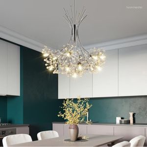 Lustres Moderne LED Lustre De Pissenlit Éclairage Restaurant Nordique Lampes Suspendues Appareils De Chambre À Coucher Salle À Manger Cristal Suspensions