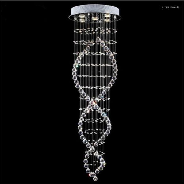 Lustres Moderne LED Double Spirale Lustre En Cristal Éclairage Pour Foyer Escalier Escalier Chambre El HallCeiling Suspension Suspension