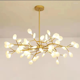 Kroonluchters Moderne Led Firefly hanglampen Goud Zwarte boom Branch Luxe kamer Decor voor slaapkamer Dineren Living Home Decoratie