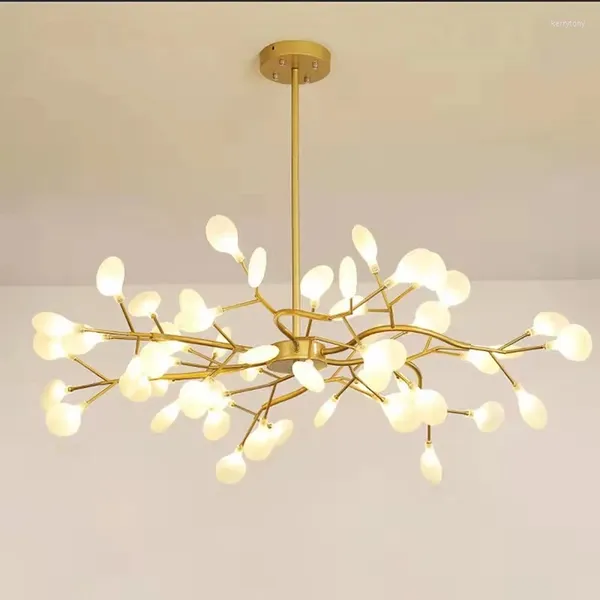 Lustres Moderne LED Firefly Pendentif Lumières Or Noir Branche D'arbre De Luxe Chambre Décor Pour Chambre À Manger Salon Décoration De La Maison