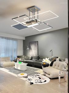 Kroonluchters moderne led voor woonkamer slaapkamer dineren huisdecoratie grijze plafondlamp afstandsbediening Acryl lamp armatuur 2024 kroonluchter