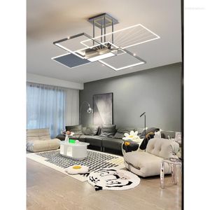 Candelabros LED modernos para sala de estar Dormitorio Comedor Decoración del hogar Lámpara de techo gris Control remoto Accesorio de luz de acrílico 2023 Araña