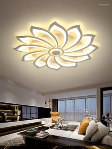 Lustres Moderne LED Pour Salon Salle À Manger Cuisine Chambre Blanc Suspension Acrylique Pétales Plafonnier Luminaire Intérieur