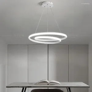 Kroonluchters Moderne LED Voor Lliving Eetkamer Keuken Minimalisme Lamp Ronde Witte Hanglampen Armaturen Huis Binnenverlichting