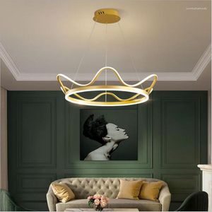 Lustres Moderne LED Laser Chambre À Manger Salon Suspension Doublure Style Spécial Couronne Luminaires Éclairage Lampes