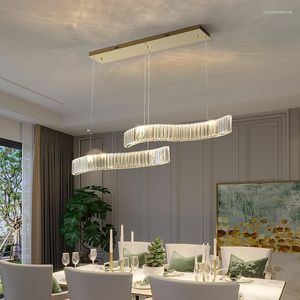 Candeliers Modern Led Luxury Crystal Long Bar Light Restaurant Kitchen Home Lamp de iluminación de lámpara de iluminación Art Deco Diseño