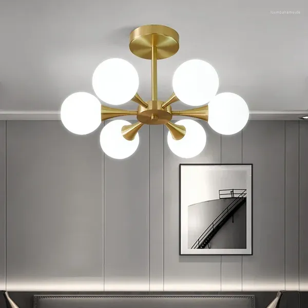 Lustres Lampe de pendentif LED moderne lustre de plafond lumières pour chambre à coucher salle à manger nordique lait blanc boule de verre éclairage suspendu