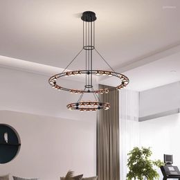 Lustres Moderne Led Pendentif Lumières Creative Home Decor Salon Chambre Anneaux Lustre Pour Salle À Manger Suspendus Luminaires