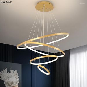 Chandeliers Modern LED Restaurant Pendant Lights Simple Circular Living Bedroom Indoor Lighting Decorative