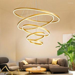 Kroonluchters Moderne LED-ringen Plafondkroonluchter Woonkamer Eetkamer Woondecoratie Wit Zwart Hanglamp Koffie Goud Binnenverlichting