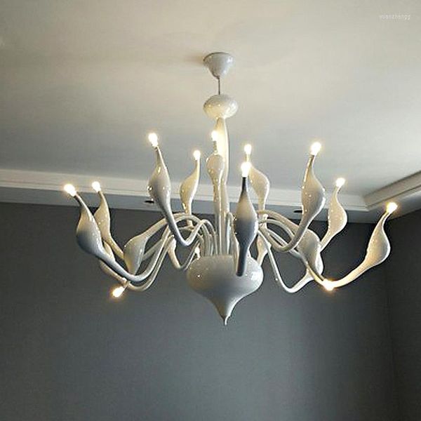 Lustres moderne Led cygne lustre pendentif pour salon chambre cuisine Loft nordique en fer forgé lumières éclairage intérieur