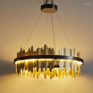 Lustres moderne lumière luxe salon lustre cercle simple salle à manger lampe créative concepteur chambre LED dimmable