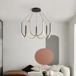 Candeliers Luz moderna de lujo Norte de Europa Italia Diseño de dormitorio Restaurante El Colgante Lámpara de iluminación Led Negro